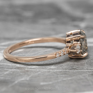 2.23 Carat Salt and Pepper Round Diamond Engagement Ring, Eliza Setting, 14K Rose Gold