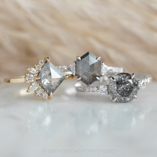 2.23 Carat Salt and Pepper Round Diamond Engagement Ring, Eliza Setting, Platinum