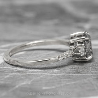 2.23 Carat Salt and Pepper Round Diamond Engagement Ring, Eliza Setting, 14K White Gold