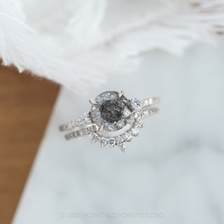 2.23 Carat Salt and Pepper Round Diamond Engagement Ring, Eliza Setting, Platinum