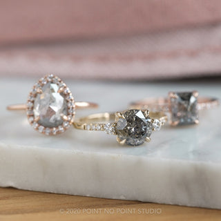 2.23 Carat Salt and Pepper Round Diamond Engagement Ring, Eliza Setting, 14K Yellow Gold