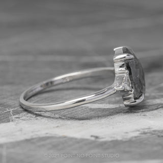 1.92 Carat Black Speckled Oval Diamond Engagement Ring, Zoe Setting, Platinum