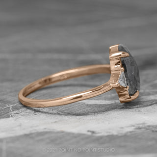 2.80 Carat Black Speckled Oval Diamond Engagement Ring, Zoe Setting, 14K Rose Gold