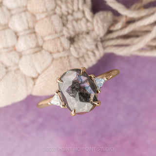 1.92 Carat Black Speckled Oval Diamond Engagement Ring, Zoe Setting, 14K Rose Gold