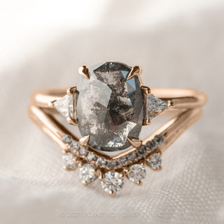 2.80 Carat Black Speckled Oval Diamond Engagement Ring, Zoe Setting, 14K Rose Gold