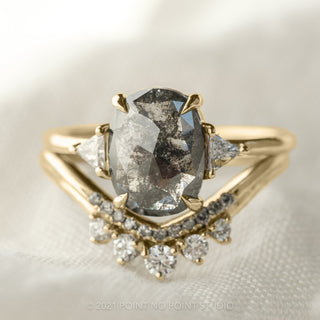 1.92 Carat Black Speckled Oval Diamond Engagement Ring, Zoe Setting, 14K Yellow Gold