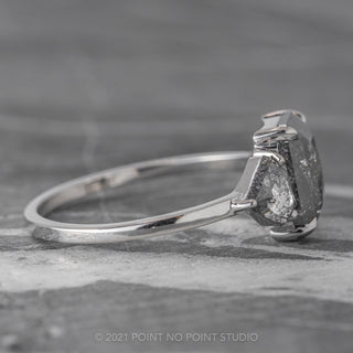 2.03 Carat Salt and Pepper Emerald Diamond Engagement Ring, Zoe setting, Platinum