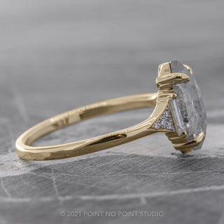 1.92 Carat Salt and Pepper Hexagon Diamond Engagement Ring, Azalea Setting, 14K Yellow Gold