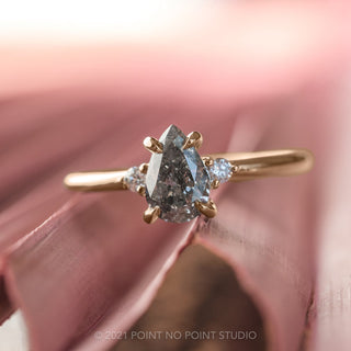 1.06 Carat Salt and Pepper Pear Diamond Engagement Ring, Zoe Setting, 14K Rose Gold