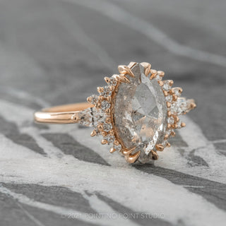1.86 Carat Salt and Pepper Marquise Diamond Engagement Ring, Olivia Setting, 14K Rose Gold