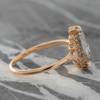1.86 Carat Salt and Pepper Marquise Diamond Engagement Ring, Olivia Setting, 14K Rose Gold