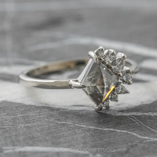 1.19 Carat Salt and Pepper Geometric Diamond Engagement Ring, Sammy Setting, 14K White Gold