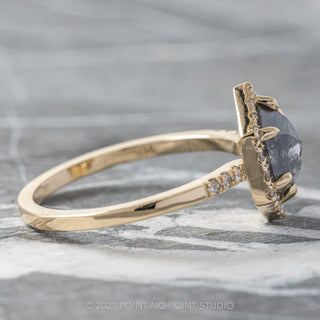 1.34 Carat Salt and Pepper Hexagon Diamond Engagement Ring, Fiona Setting, 14K Yellow Gold