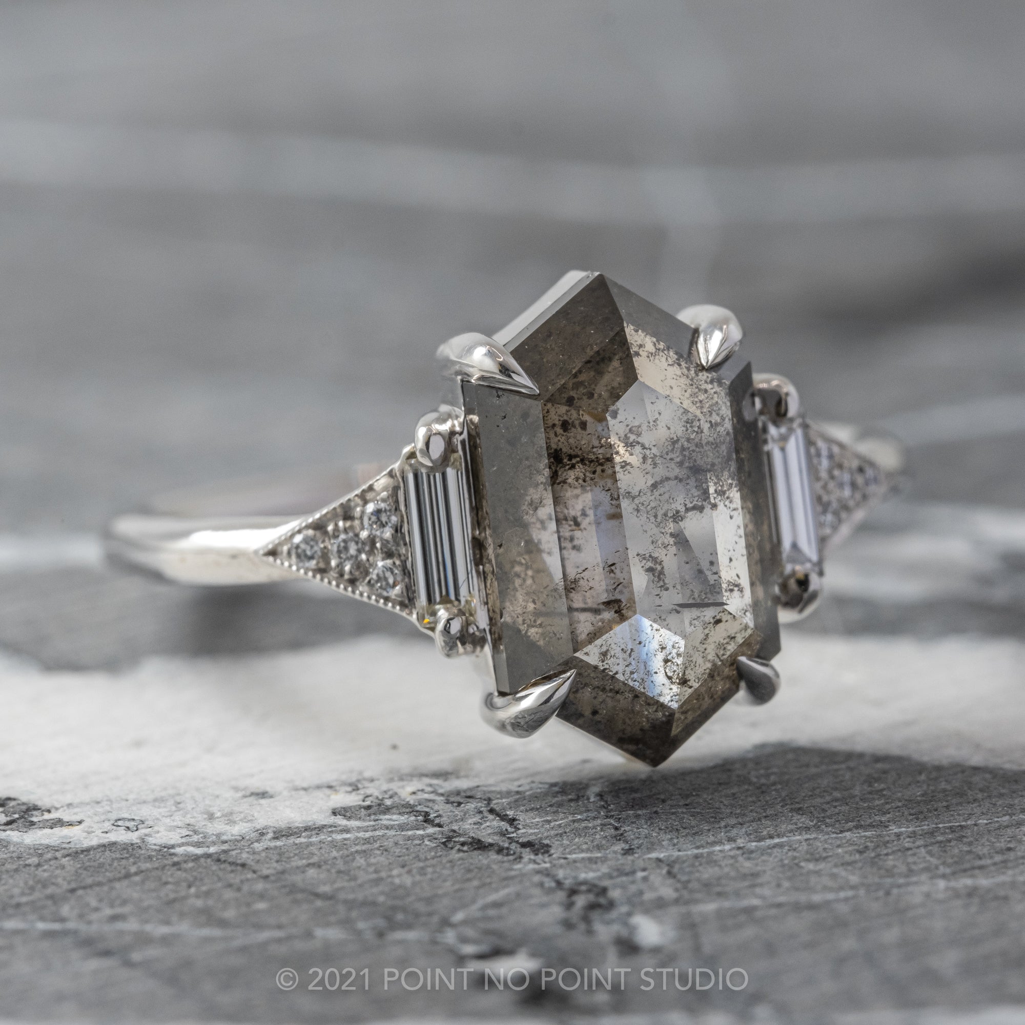 Salt and pepper hexagon diamond Clearance