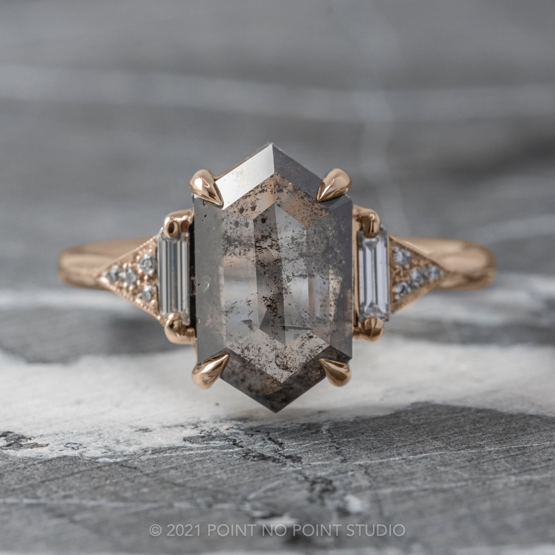 Salt and pepper hexagon diamond Clearance