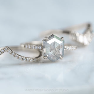 2 Carat Salt and Pepper Hexagon Diamond Engagement Ring, Jules Setting, 14k White Gold