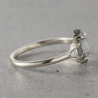 .91 Carat Salt and Pepper Hexagon Diamond Engagement Ring, Beatrice Setting, 14K White Gold