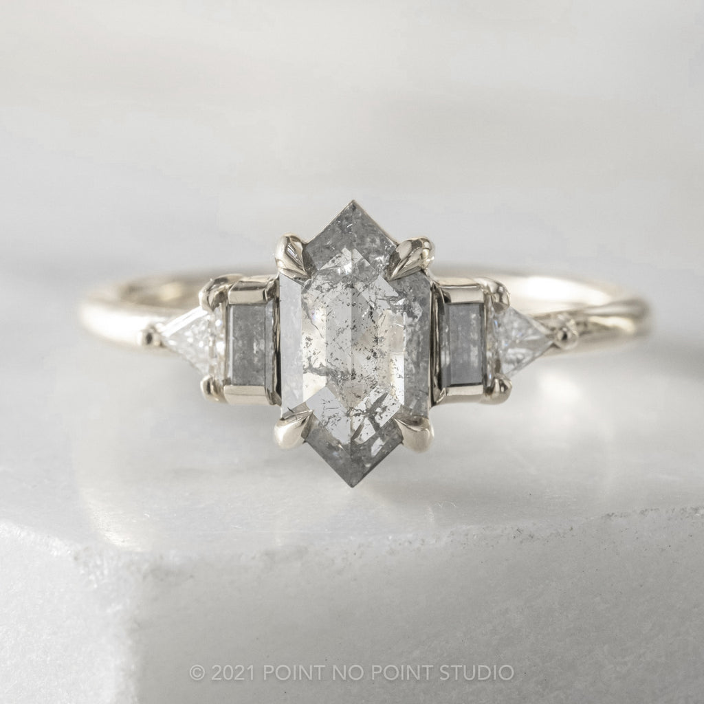 Point Al Rin Design Salt and Pepper Diamond Engagement Ring, Point No Point Studio
