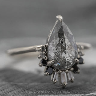 2.93 Carat Salt and Pepper Pear Diamond Engagement Ring, Ombre Wren Setting, Platinum