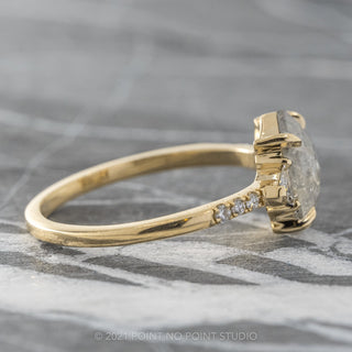 1.67 Carat Salt and Pepper Hexagon Diamond Engagement Ring, Eliza Setting, 14K Yellow Gold