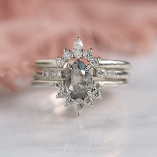 1.13 Carat Salt and Pepper Pear Diamond Engagement Ring, Ava Setting, 14k White Gold