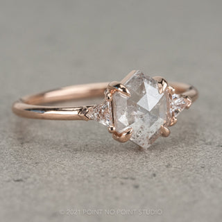 1.25 Carat Icy White Hexagon Diamond Engagement Ring, Zoe Setting, 14K Rose Gold