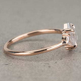 1.62 Carat Icy White Hexagon Diamond Engagement Ring, Zoe Setting, 14K Rose Gold