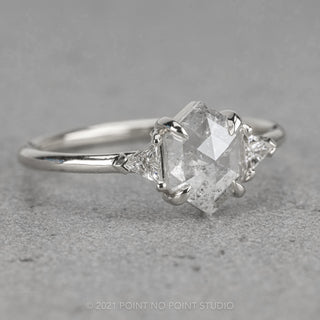 1.25 Carat Icy White Hexagon Diamond Engagement Ring, Zoe Setting, 14K White Gold
