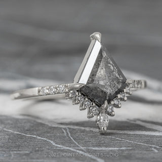 1.21 Carat Salt and Pepper Kite Diamond Engagement Ring, Avaline Setting, Platinum