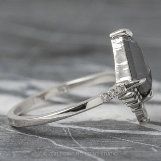 1.60 Carat Salt and Pepper Kite Diamond Engagement Ring, Avaline Setting, Platinum