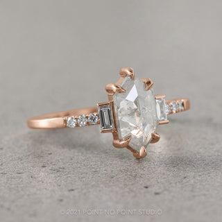 2.08 Carat Icy White Hexagon Diamond Engagement Ring, Eliza Setting, 14K Rose Gold