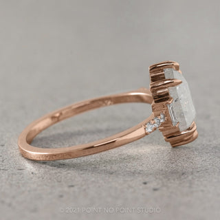 2.08 Carat Icy White Hexagon Diamond Engagement Ring, Eliza Setting, 14K Rose Gold
