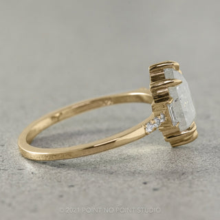2.08 Carat Icy White Hexagon Diamond Engagement Ring, Eliza Setting, 14k Yellow Gold
