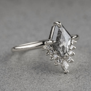 1.49 Carat Salt and Pepper Geometric Diamond Engagement Ring, Ava Setting, Platinum
