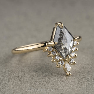 1.49 Carat Salt and Pepper Geometric Diamond Engagement Ring, Ava Setting, 14K Yellow Gold