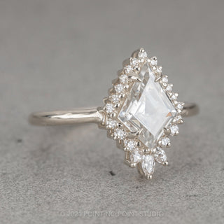 Kite Moissanite and Diamond Engagement Ring, Cleo Halo Setting, Platinum