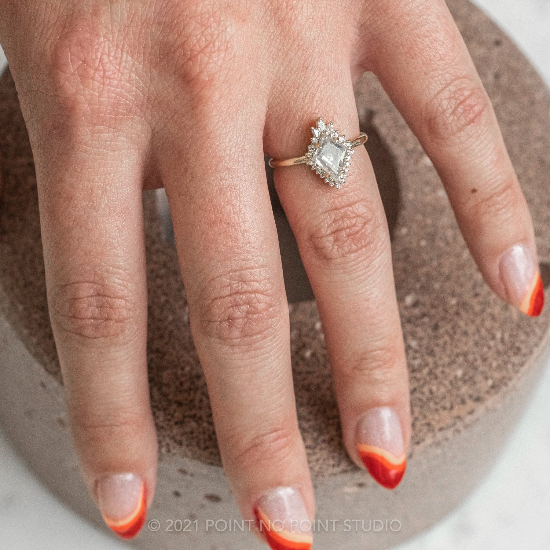 Kite Cut Moissanite Blossom Engagement Ring