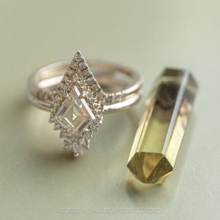 Kite Moissanite and Diamond Engagement Ring, Cleo Halo Setting, Platinum