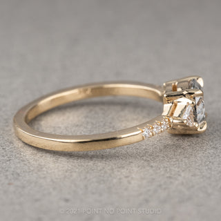 1.19 Carat Salt and Pepper Round Diamond Engagement Ring, Eliza Setting, 14K Yellow Gold