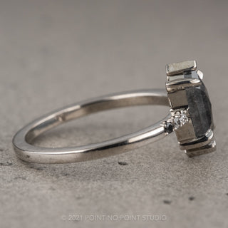 1.32 Carat Salt and Pepper Hexagon Diamond Engagement Ring, Sirena Setting, 14K White Gold
