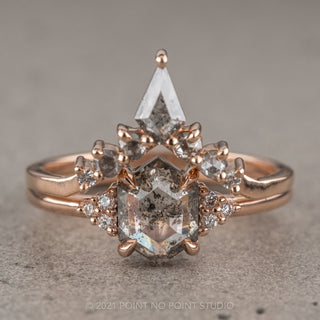 1.01 Carat Salt and Pepper Hexagon Engagement Ring, Quinn Setting, 14K Rose Gold