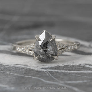 Salt & Pepper Pear Diamond Engagement Ring
