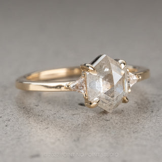 1.49 Carat Icy White Hexagon Diamond Engagement Ring, Zoe Setting, 14K Yellow Gold