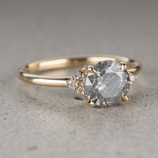 1.65 Carat Salt and Pepper Round Diamond Engagement Ring, Quinn Setting, 14K Yellow Gold