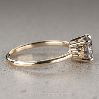 1.65 Carat Salt and Pepper Round Diamond Engagement Ring, Quinn Setting, 14K Yellow Gold