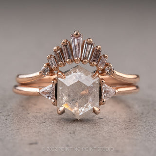 1.20 Carat Icy White Hexagon Diamond Engagement Ring, Zoe Setting, 14K Rose Gold