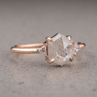 1.20 Carat Icy White Hexagon Diamond Engagement Ring, Zoe Setting, 14K Rose Gold