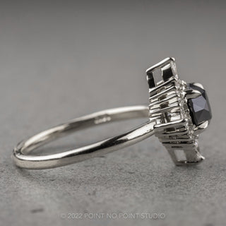 1.15 Carat Black Round Diamond Engagement Ring, Cosette Setting, Platinum