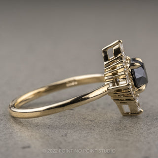 1.15 Carat Black Round Diamond Engagement Ring, Cosette Setting, 14K Yellow Gold
