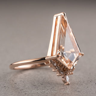 3.19 Carat Kite Morganite and Diamond Engagement Ring, Ava Setting, 14K Rose Gold